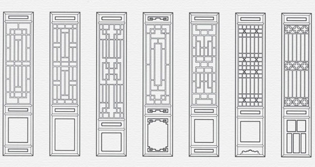 杭锦后常用中式仿古花窗图案隔断设计图